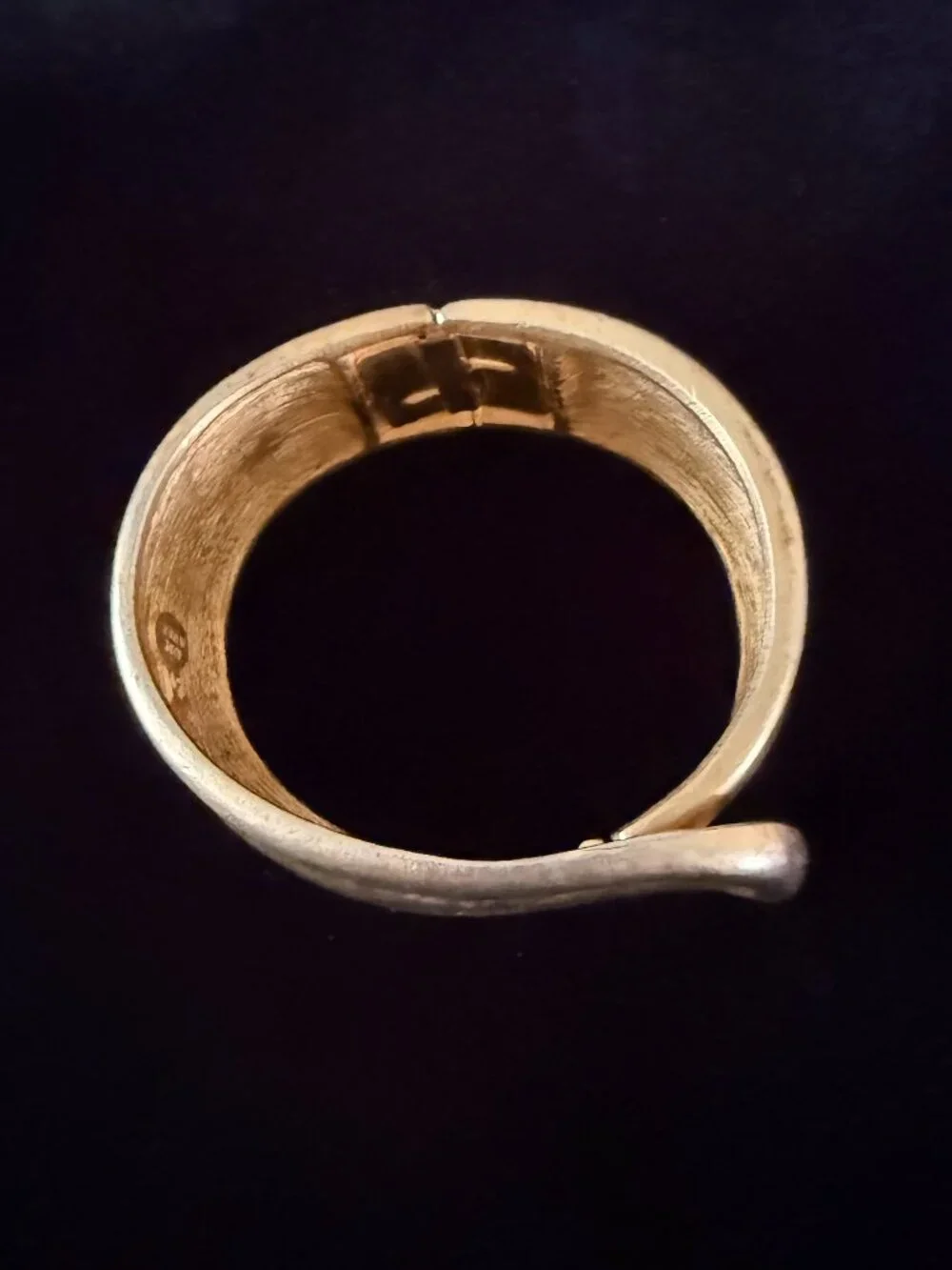 Les Bernard Vogue Matte Gold Hinged Bangle Bracelet VO
